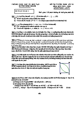 Đề tham khảo tuyển sinh Lớp 10 môn Toán - Đề 3 - Năm học 2019-2020 - Phòng giáo dục và đào tạo huyện Bình Chánh